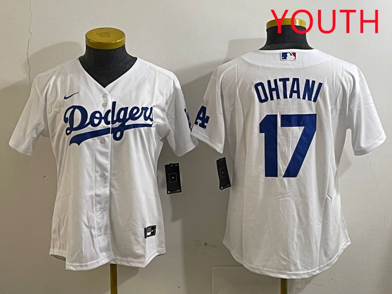 Youth Los Angeles Dodgers #17 Ohtani White Game 2025 Nike MLB Jersey style 318